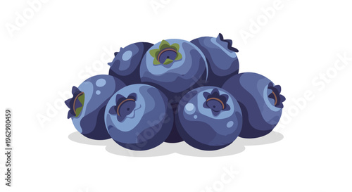 A vibrant digital illustration of a delightful cluster of fresh blueberries depicting healthy eating and natural goodness