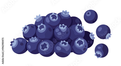 Lush cluster of deep indigo blueberries, a vibrant digital illustration of fresh, wholesome fruit