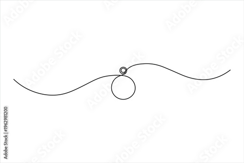Elegant one-line art of a wedding ring with a flowing, wavy path. Minimalist, thin-stroke design for luxury branding, bridal invitations, and jewelry logos.