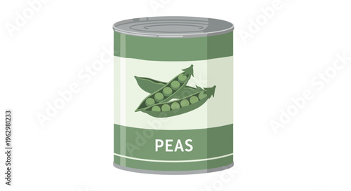 Vibrant Canned Green Peas Illustration Representing Healthy Convenience and Essential Pantry Stock for Modern Culinary Applications and Balanced Diets