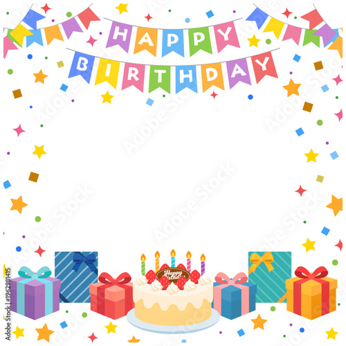 誕生日フレーム正方形 コンパクトで使いやすいパーティー装飾