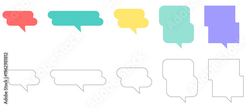 つながる長丸吹き出し カラフル5種類セット