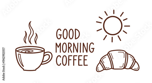 Enjoy a Delicious Morning Coffee with a Freshly Baked Croissant and Sunshine