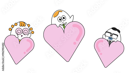 ハートを持つかわいいキャラクターのイラスト・恋愛や感情を表現したポップな素材