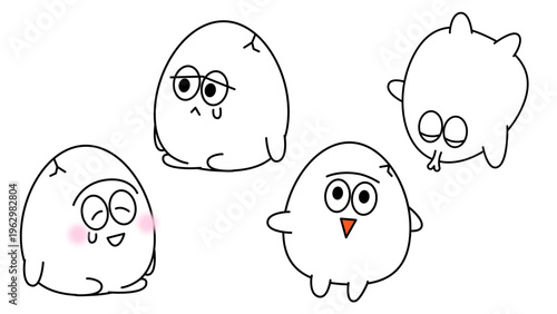 かわいいキャラクターの表情セット・喜怒哀楽や感情を表現したアイコン素材