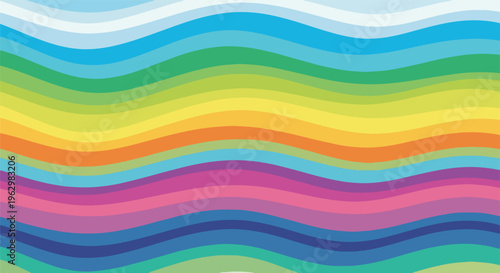 A vibrant, abstract art piece featuring flowing, colorful wave patterns