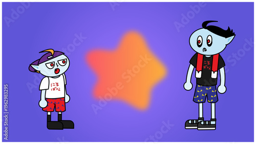 夏フェスのビフォーアフター｜参加前と参加後の変化を表現したキャラクターイラスト