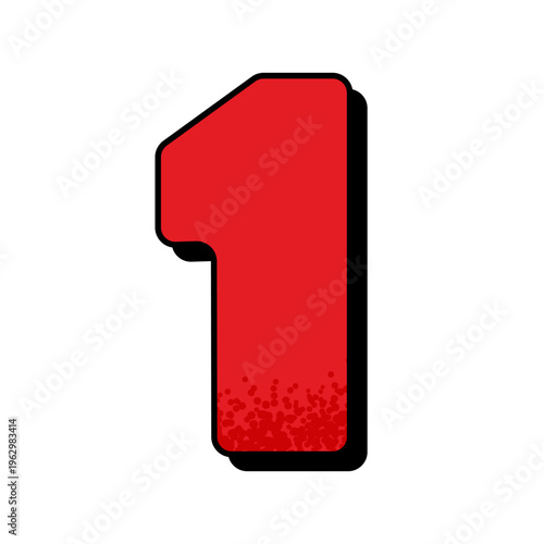 赤い数字「1」｜カウントダウン・ランキング用ポップ素材