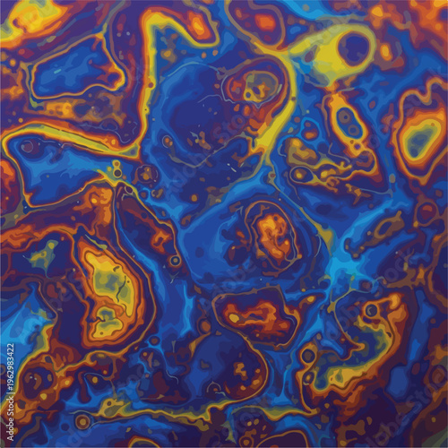 A vibrant abstract artwork featuring a colorful and textured layered composition