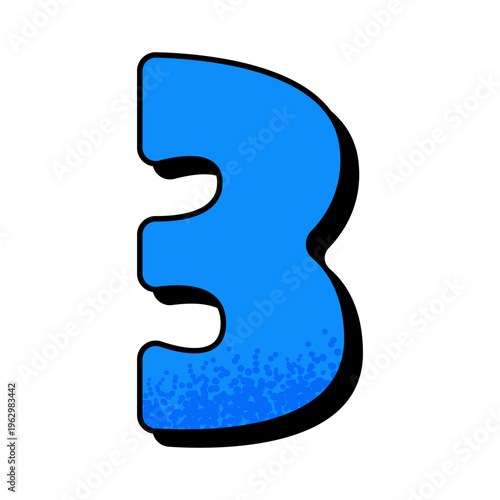 青い数字「3」｜カウントダウン・ランキング用ポップ素材