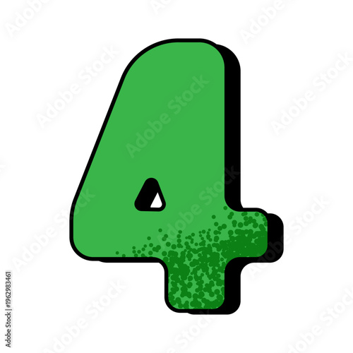 緑の数字「4」｜カウントダウン・ランキング用ポップ素材