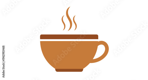 Minimalist hot beverage icon displaying warmth and comfort in a stylish brown cup design with gentle steam rising above its rim perfect for digital