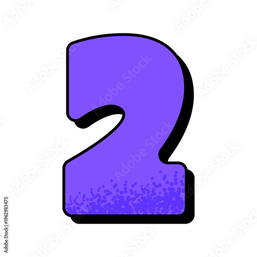 紫の数字「2」｜カウントダウン・ランキング用ポップ素材