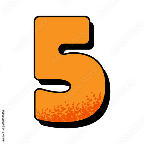 オレンジの数字「5」｜カウントダウン・ランキング用ポップ素材