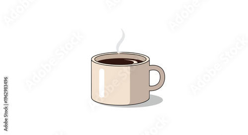A delightful illustration featuring a warm steaming mug of rich coffee, perfect for illustrating a cozy morning ritual or a refreshing daily pause.
