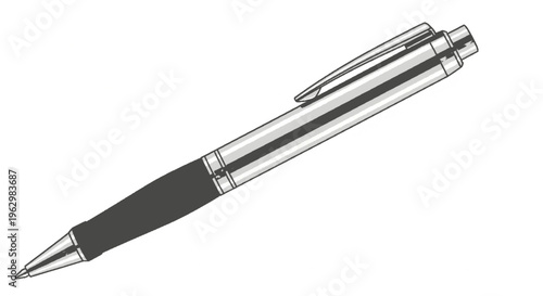 A silver and black ballpoint pen with a sleek design and comfortable grip for writing purposes every single day