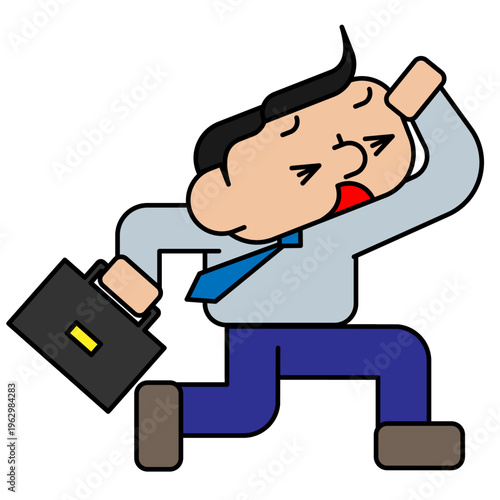 疲れ果てて膝をつく会社員 挫折とストレスをテーマにしたイラスト