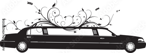 Black limousine with floral on roof vehicle silhouette
