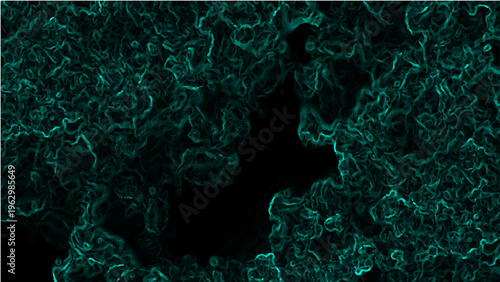 Vector Abstract teal fractal forms an organic swirling design with rich dark contrast and enigmatic texture with nebulous patterns looks mesmerizing and psychedelic