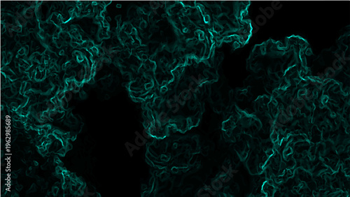 Vector Abstract teal smoke cloud fractal pattern gives unique visual appeal, design with mysterious feel with dark space background and intricate texture appears aesthetic and complex