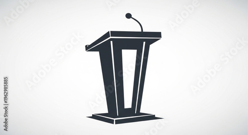 Silhouette of a Podium with Microphone for Public Speaking and Presentations.