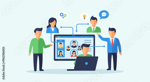 Online meeting team collaboration concept digital communication technology
