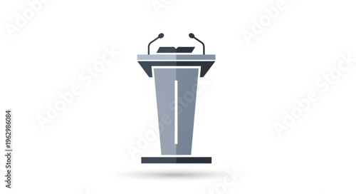 Illustration of a Podium with Microphones for Public Speaking and Presentations.