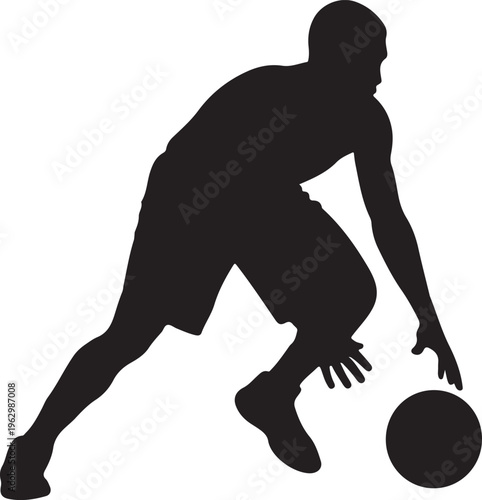 Basketball jump shot player silhouette, dynamic action on a white background