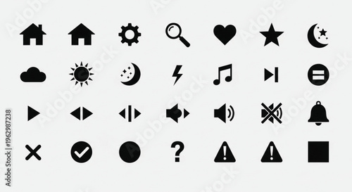 A collection of vector web design icons featuring black poker symbols like hearts and diamonds along with arrow and star signs for internet business buttons
