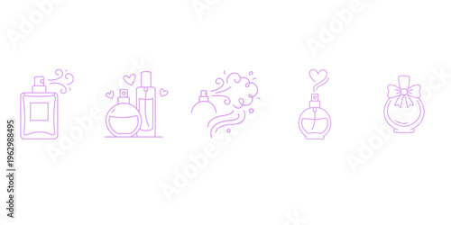 Perfume Bottle Line Icons Set