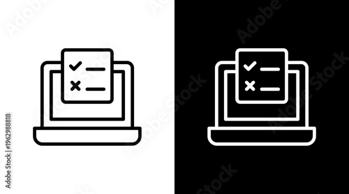 Online Exam White Icon Set Design
