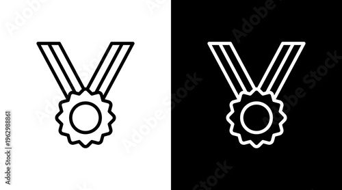Medal Award White Icon Set Design