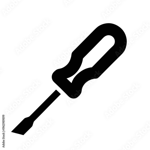 Screwdriver icon, flat black tool, vector screwdriver, repair symbol