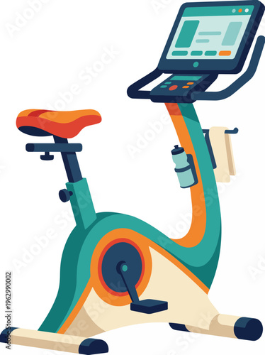 A modern indoor exercise bike designed for fitness enthusiasts, showcasing sleek lines and vibrant colors, representing health, movement, and the enjoyment of indoor workouts.