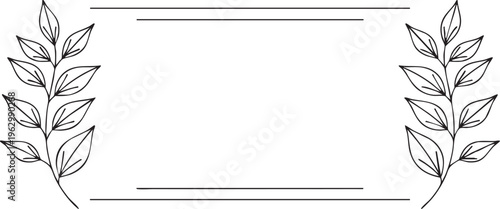 Vector illustration of a blank business banner design featuring an empty paper board framed by a laurel wreath with a ribbon border for web art backgrounds