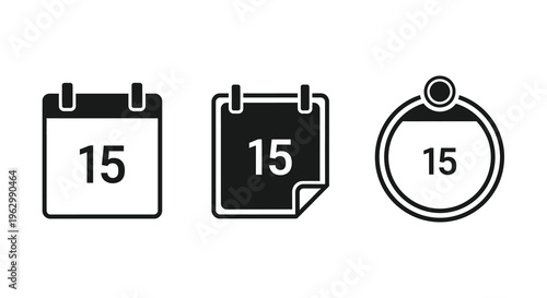 Three calendar icons displaying the number fifteen a black silhouette