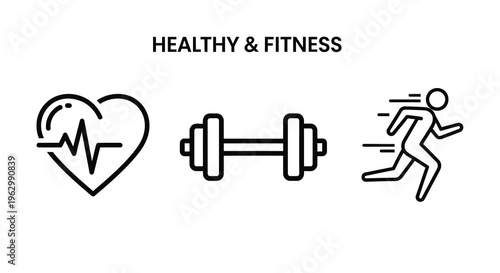 Health and fitness icons featuring a running figure silhouette