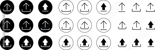 Various arrow symbols in circles and simple line forms with directional indications shown distinctly