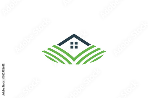 Modern Eco-Friendly Green Farm House Logo Vector