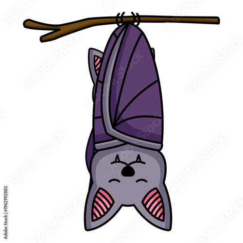 Illustration of design graphic of cute bat mascot.