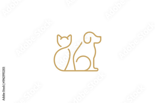 Minimalist Elegant Cat and Dog Line Art Logo Vector
