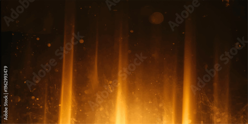 Water drops on fire abstract glowing bubble background with light, flame, golden glow and motion effects