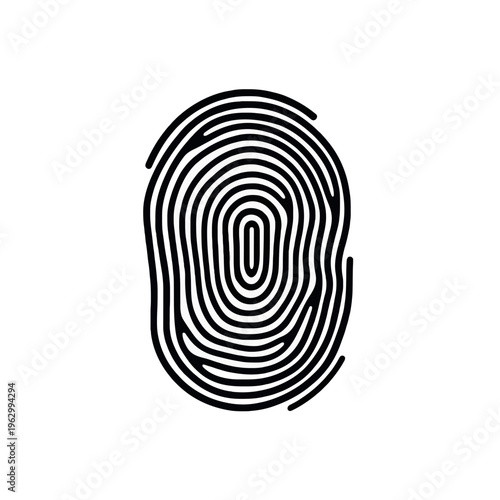 Fingerprint Scan Identity - Black and White Biometric Security Vector on White Background for Authentication, Verification, Identification and Recognition System. Detailed Long-Tail Keywords [200 Ch]