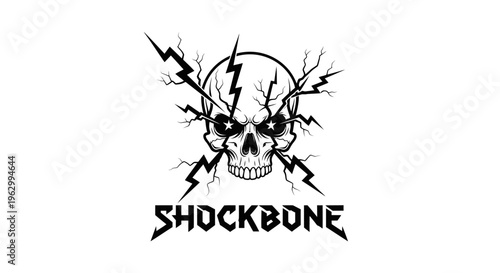 Skull with lightning bolts and branches.