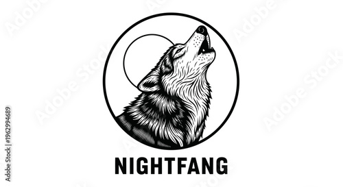 Wolf howling at the moon logo.