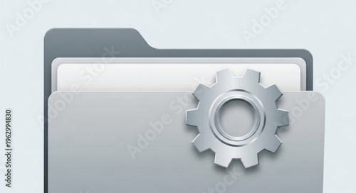 Folder with Gear Icon - Settings and Configuration Management Concept.