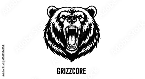 Furry Angry Grizzly Bear Head Closeup.