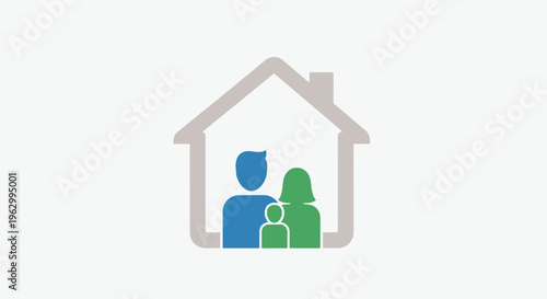 Family Inside a House Silhouette.