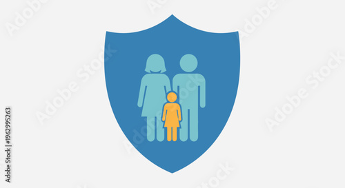 Family protection shield icon symbol.