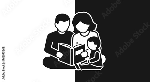 Family Reading Together Indoors.